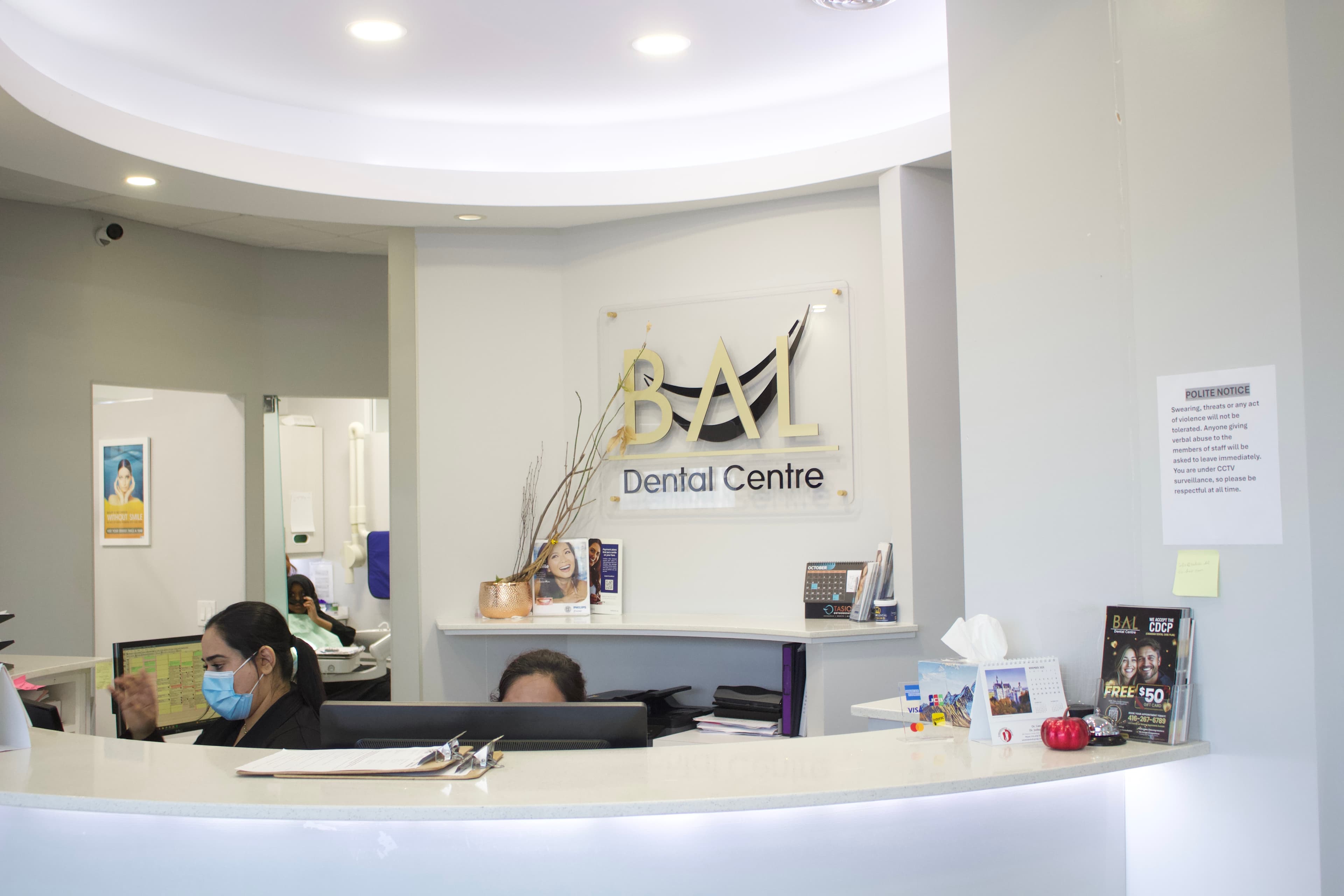 Bal Dental Centre reception desk in Scarborough