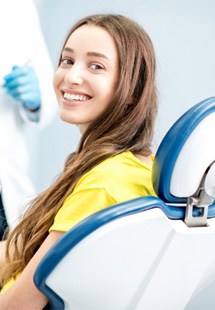 patient smiling during a dental visit near Eglinton East