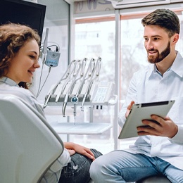 Dentist discussing Snap-On Smile with patient